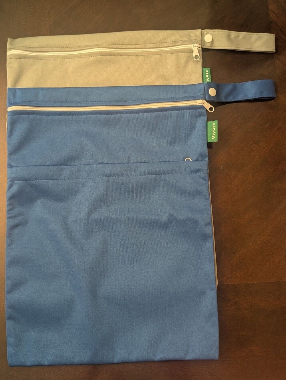 Two New Blue & Gray Wet/Dry Bag - Double Zip Portable Pouch